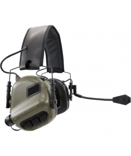 Earmor M32 elektronisk høreværn med mikrofon - Armygrøn Læder bøjle