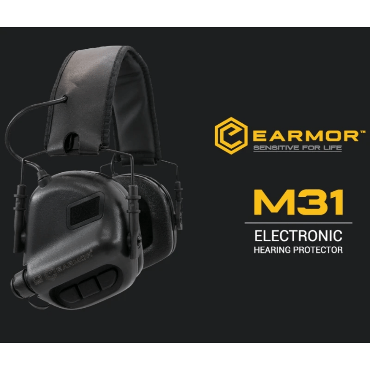 Earmor M31 Plus elektronisk høreværn - Velcro hovedbøjle - Sandfarvet