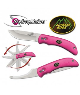 Outdoor Edge: Swingblade - Lommekniv med bugåbner. Pink