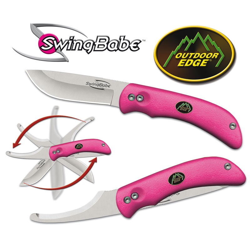 Outdoor Edge: Swingblade - kniv med bugåbner - Pink