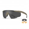 Wiley X Saber Advanced Skydebriller - Mat sandfarvet stel med Smoke, Clear og Light Rust