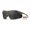 Wiley X Vapor 2.5 sports- og skydebriller - Mat sandfarvet stel med 3 linser