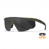 Wiley X Saber Advanced Skydebriller - Armygrønt stel med Smoke, Clear og Light Rust