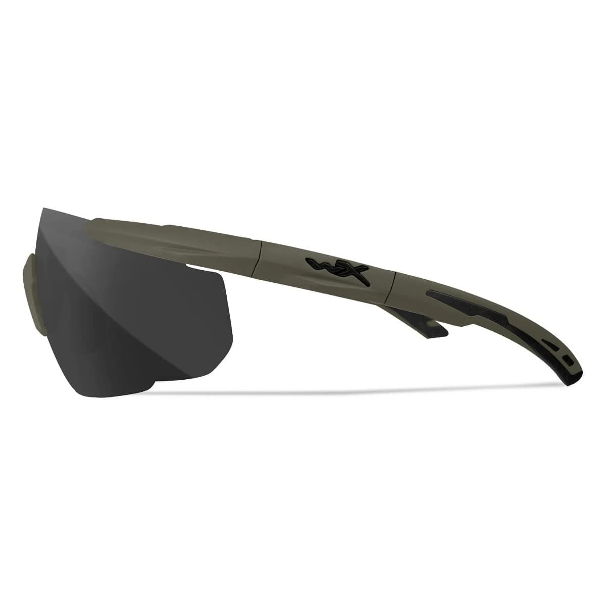 Wiley X Saber Advanced Skydebriller - Armygrønt stel med Smoke, Clear og Light Rust