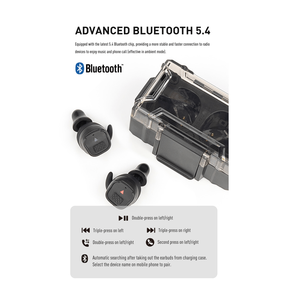 Earmor M20T PRO - In-ear Bluetooth høreværn - Army Grøn