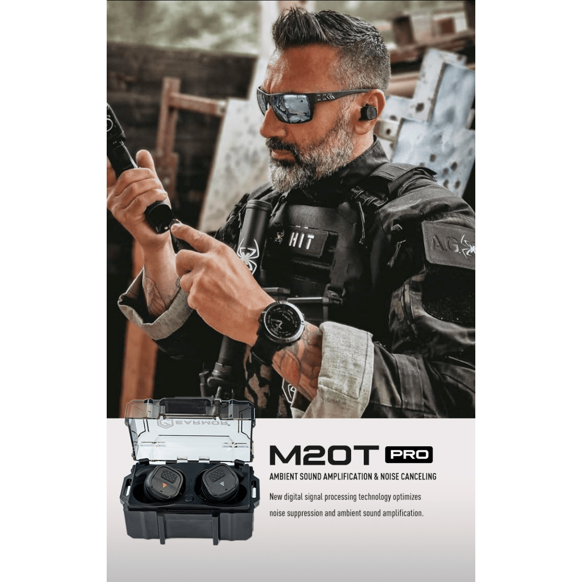 Earmor M20T PRO - In-ear Bluetooth høreværn - Army Grøn