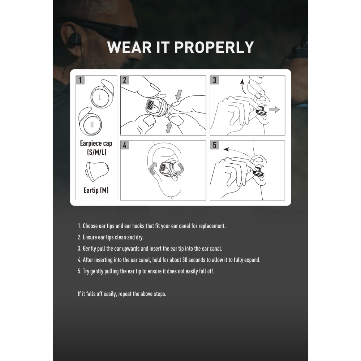 Earmor M20T PRO - In-ear Bluetooth høreværn - Sort