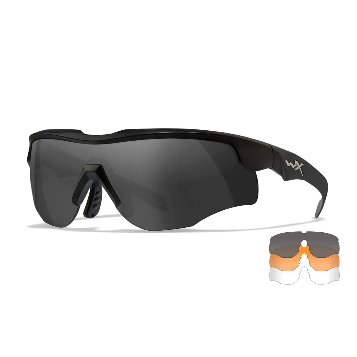 Wiley X Rogue Comm sports- og skydebriller - Matsort stel med 3 linser