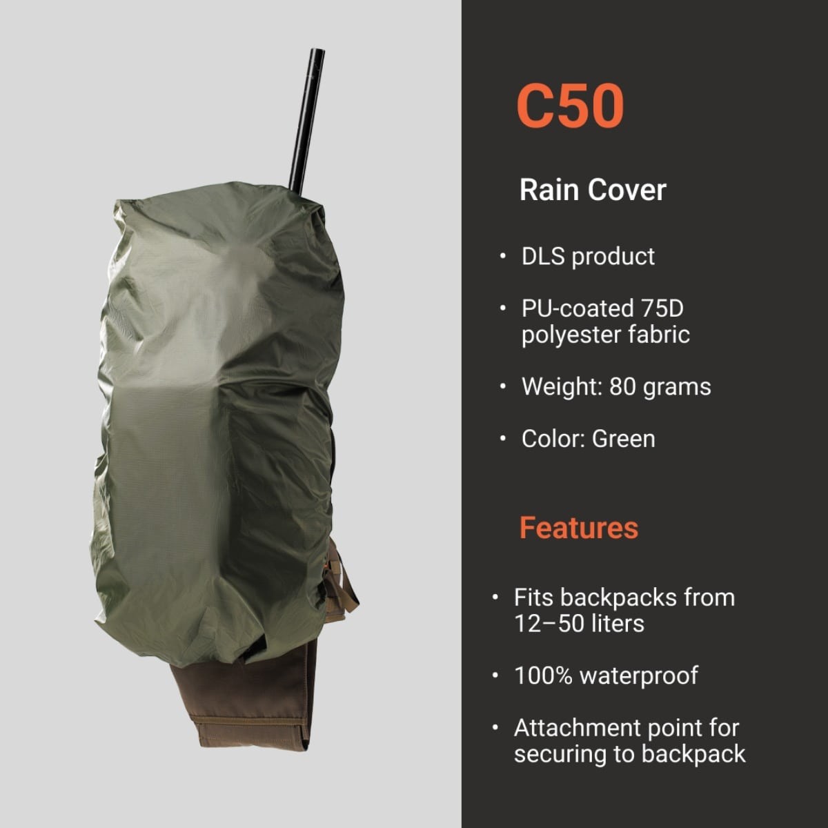 VORN C50 Rain Cover - Vandtæt regnslag til rygsække