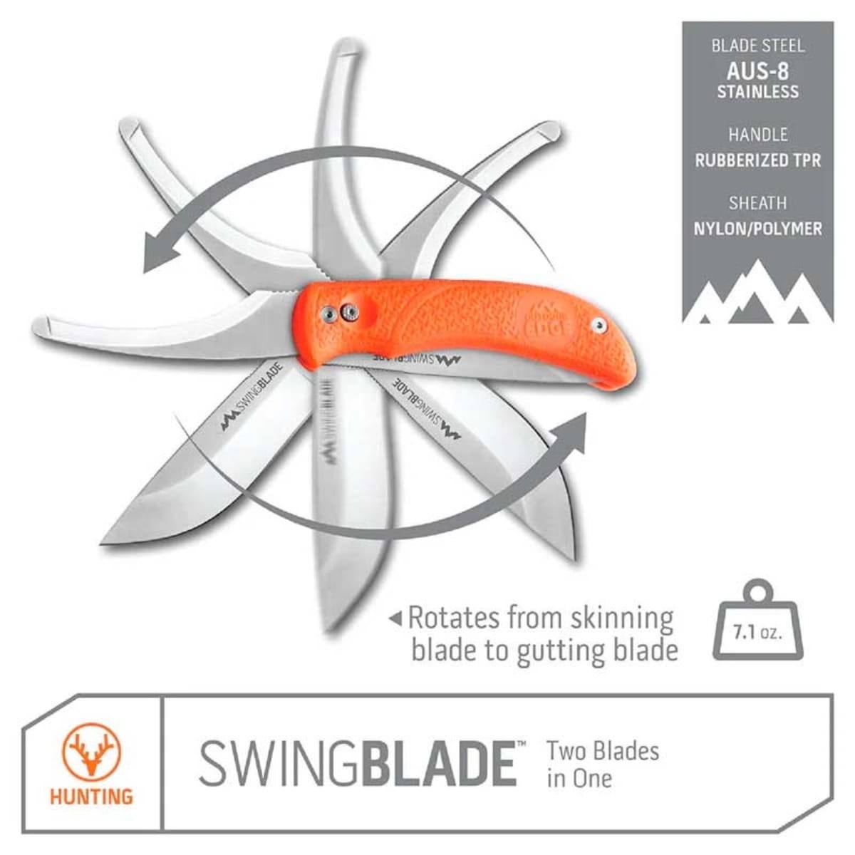 Outdoor Edge: Swingblade - Kniv med bugåbner. Orange
