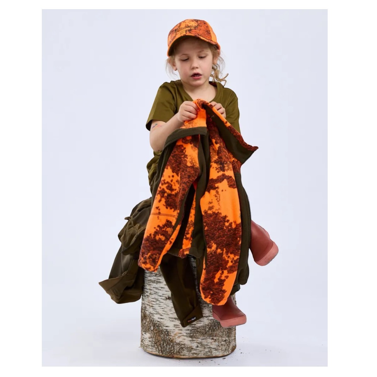 Pinewood Furudal Camou fleecejakke børn - Strata Blaze / H.Green