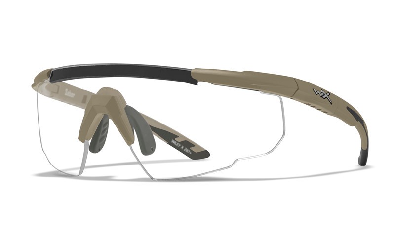 Wiley X Saber Advanced Skydebriller - Mat sandfarvet stel med Smoke, Clear og Light Rust