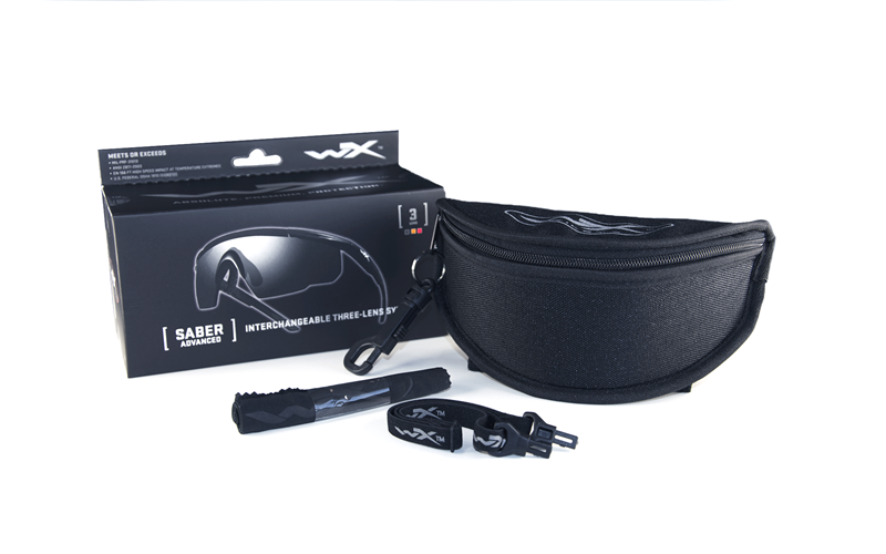 Wiley X Vapor 2.5 sports- og skydebriller - Matsort stel med 3 linser