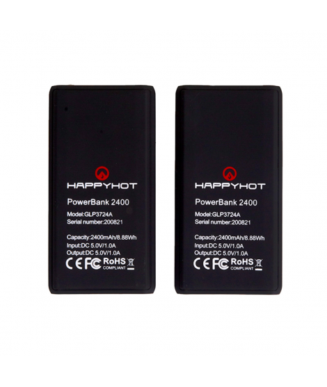 Happyhot 2 x 2400 mAh Powerbank til varmesokker