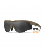 Wiley X Rogue Comm sports- og skydebriller - Mat sandfarvet stel med 3 linser