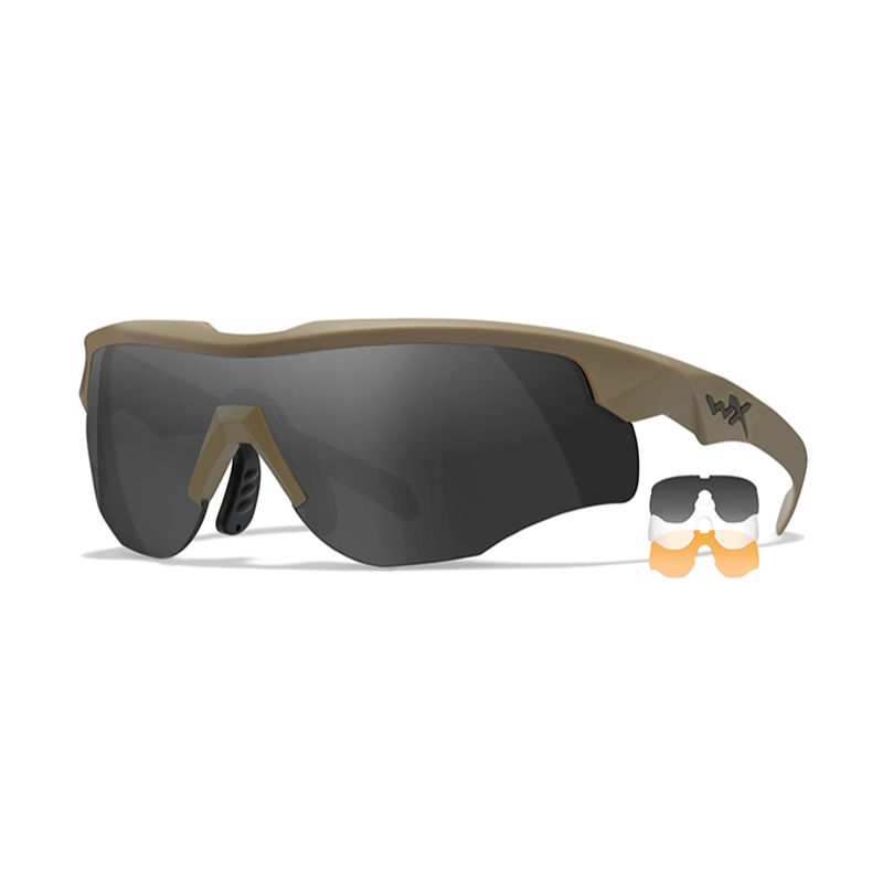 Wiley X Rogue Comm sports- og skydebriller - Mat sandfarvet stel med 3 linser
